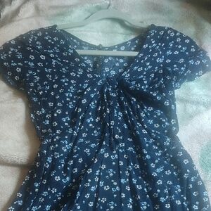 Hollister Navy Floral Blouse